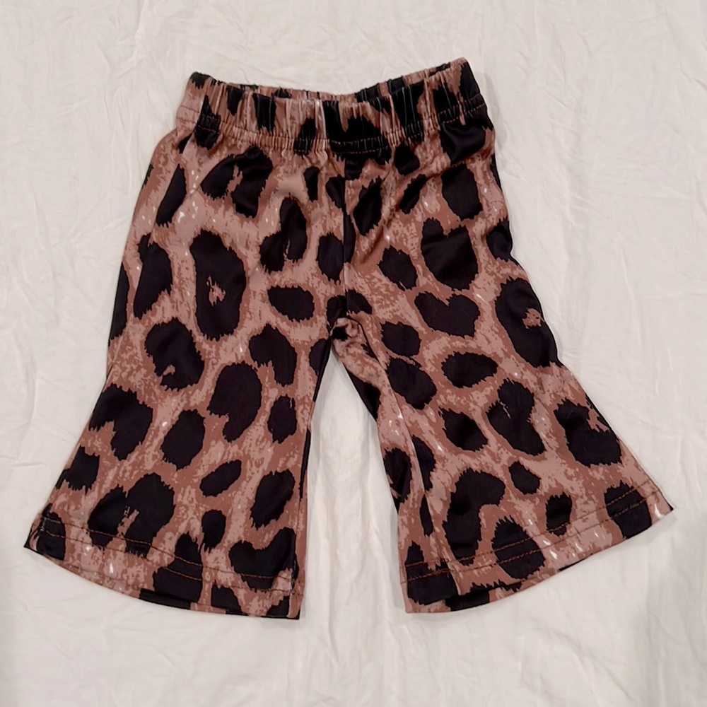 Bailey’s Blossoms leopard print 0-3 month bell bottoms